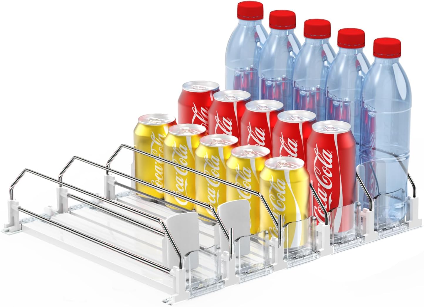 AMLLLC Drink Dispenser for Fridge,Automatic Pusher Glide Soda Can Dispenser for Refrigerator and Adjustable Width - Storage 25 Cans