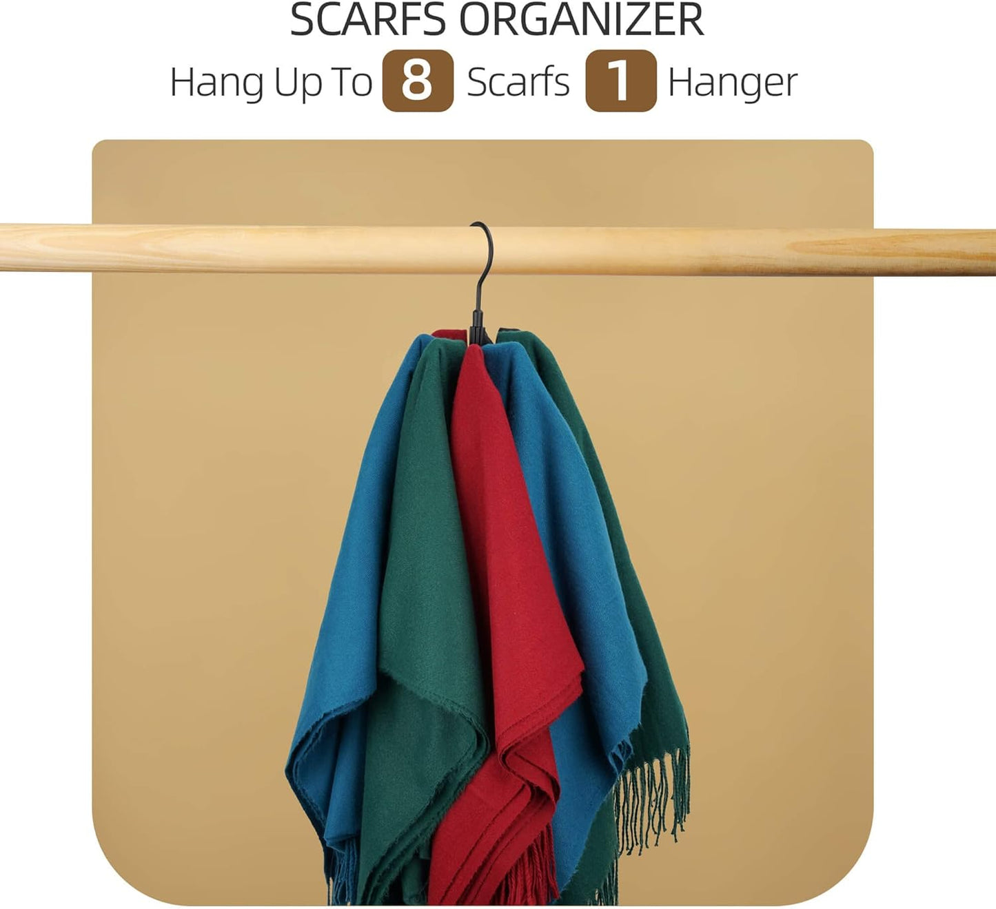ZEDODIER Belt Hanger, Rotatable Belt Rack Closet Accessories Organizer, Maximum 24 Storage Capacity, Hanging Holder Storage Hook for Belt, Bra, Tank Top, Tie, Scarf, Purse, Black