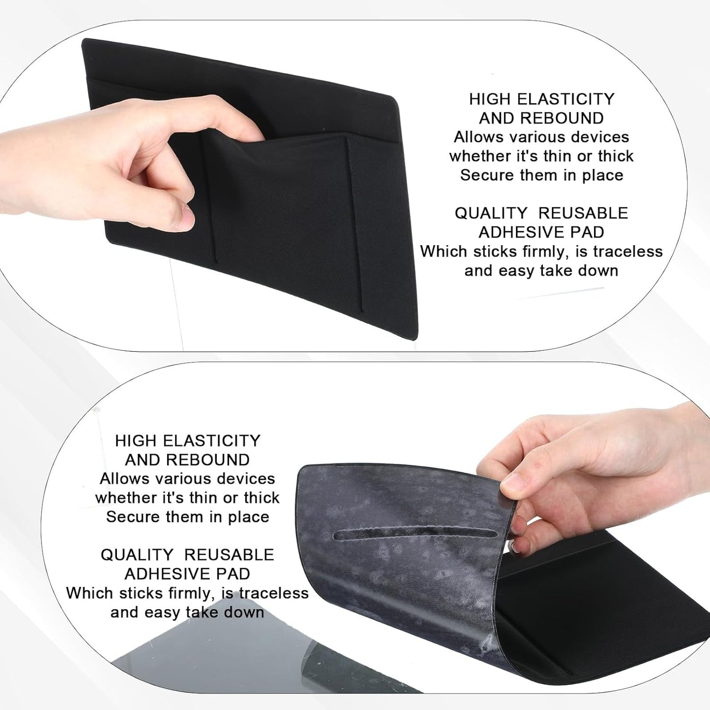 3-Pocket Mouse Holder for Laptop Stick on, Portable External Hard Drive SSD Holder Adhesive Storage Sleeve Laptop Organizer for Mouse HDD SSD Cables Computer Accessories