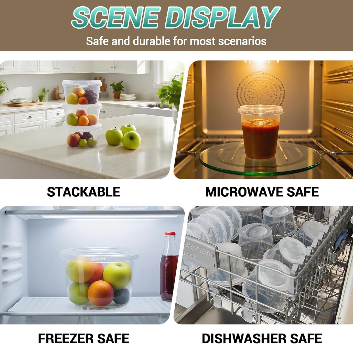 Food Storage Containers, 16 Pack 24oz Freezer Storage Containers with Lids, Leakproof, BPA Free, Microwave & Dishwasher Safe Takeout Container - Ideal for Soup and More