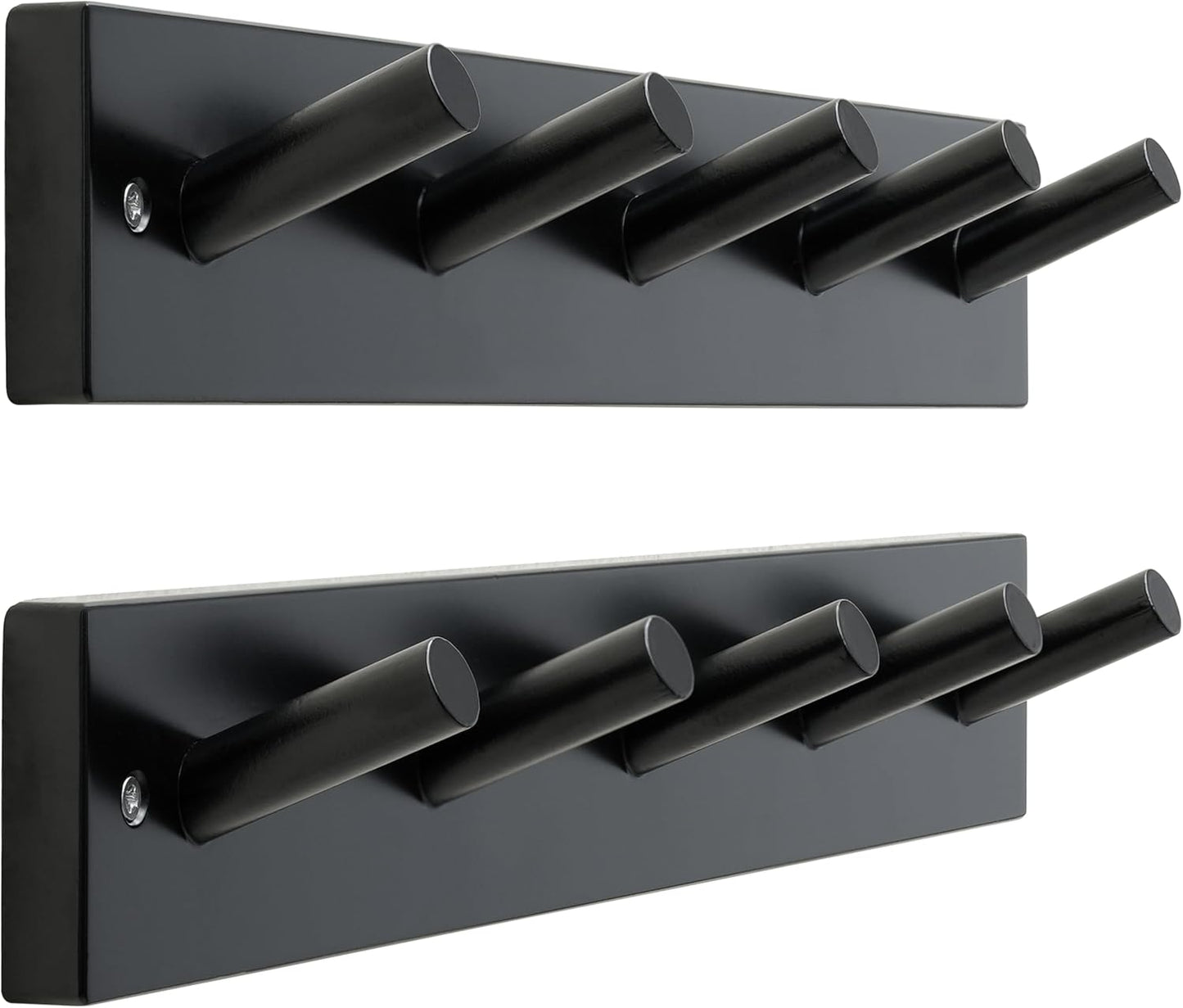 SKOLOO Wooden Wall Mounted Coat Rack,16'' Hole to Hole, 5 Pegs Bamboo Wall Hook for Hanging Clothes Robes Towels Hats,Black