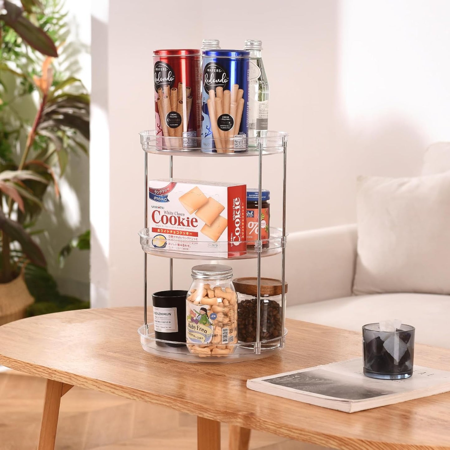 2 Pack 3 Tier Lazy Susan Organizer for Cabinet, Rotating Organizer for Kitchen Cabinet & Pantry, Spinning Turntable for Seasonings, Condiments, Vitamin Bottles, Countertop Organizer Carousel