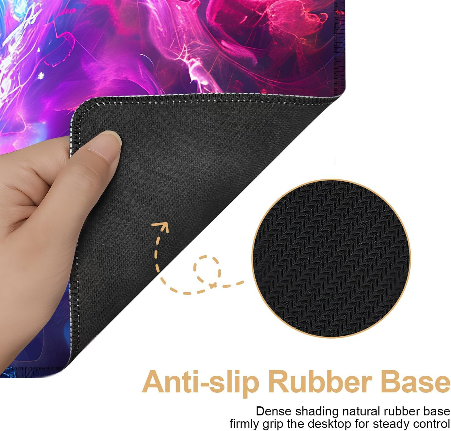 Large Mouse Pad, Cosmic Swirl Desk Mat, Extended Gaming Mouse Pad with Non-Slip Rubber Base, Thick 3mm Smooth Surface Keyboard Mat for Office & Home,35.5 x 15.8 in