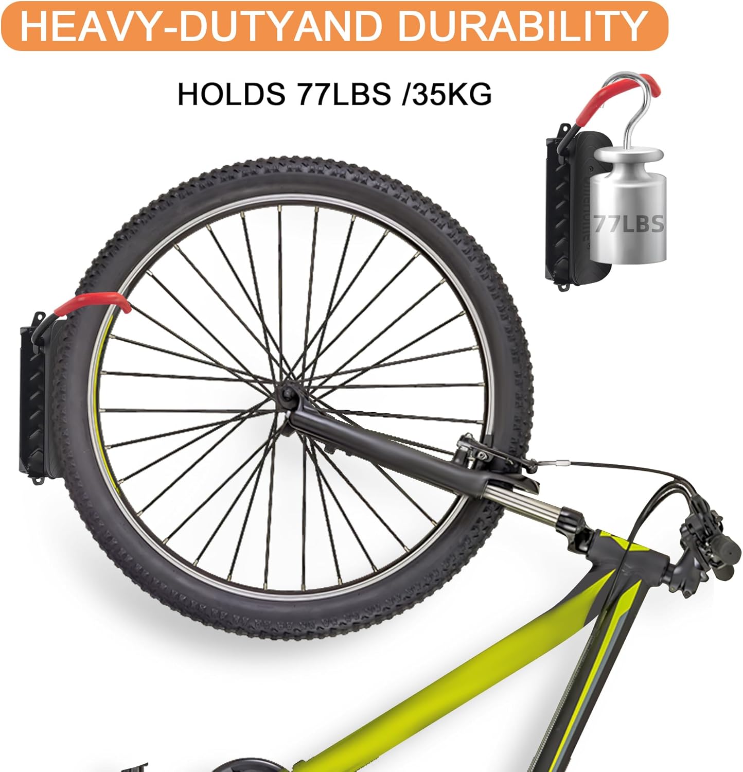 Swivel Bike Wall Mount, Bike Hangers for Garage, Space-Saving Bike Storage, Sturdy Bicycle Rack Can Holds Up to 77 lbs, Easy Install, 2 Pack