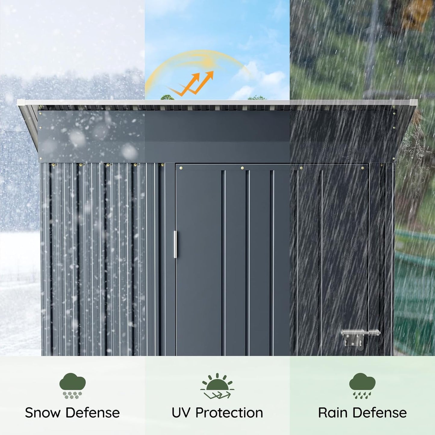 3x5 FT Outdoor Metal Storage Shed, Single Door, 1 Clear Window, Tool Shed for Garden, Patio, Backyard
