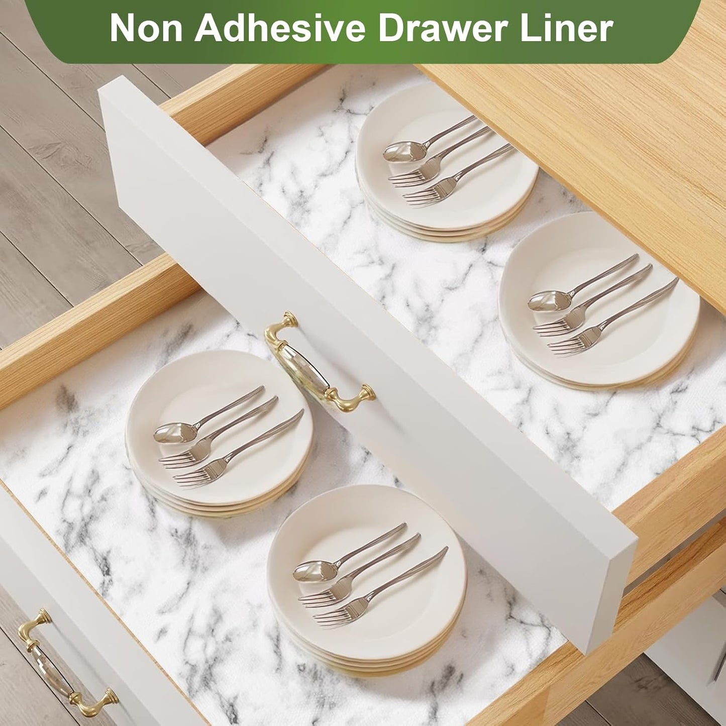 Moriah Shelf Liner for Kitchen Cabinet Non-Adhesive, Thickened Drawer Liner No Slip for Dresser Waterproof Cabinet Paper Liner for Bathroom Shelves Protects Surfaces(Marble,12'' x 10')