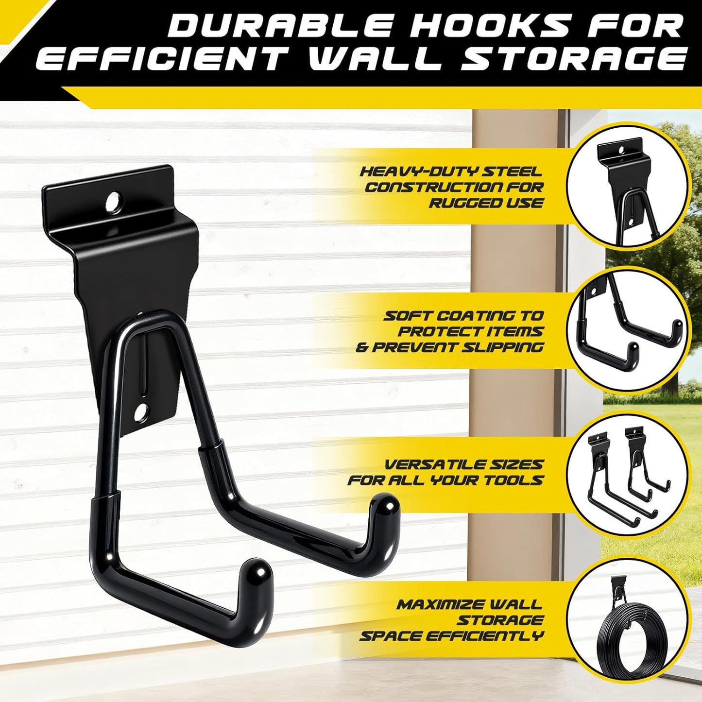 40 Pcs Slatwall Hooks & Hangers – Heavy-Duty Metal Slatwall Accessories Kit for Garage, Workshop & Shed Organization of Tools, Ladders, and Garden Equipment