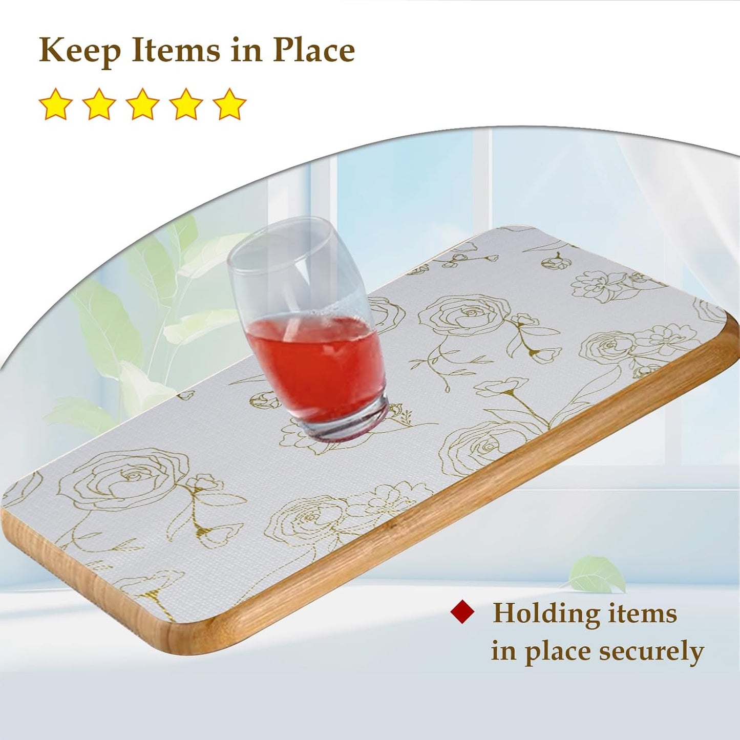 Moriah Shelf Liner for Kitchen Cabinet Non-Adhesive, Thickened Drawer Liner No Slip for Dresser Waterproof Cabinet Paper Liner for Bathroom Shelves Protects Surfaces(Rose,24'' x 30')