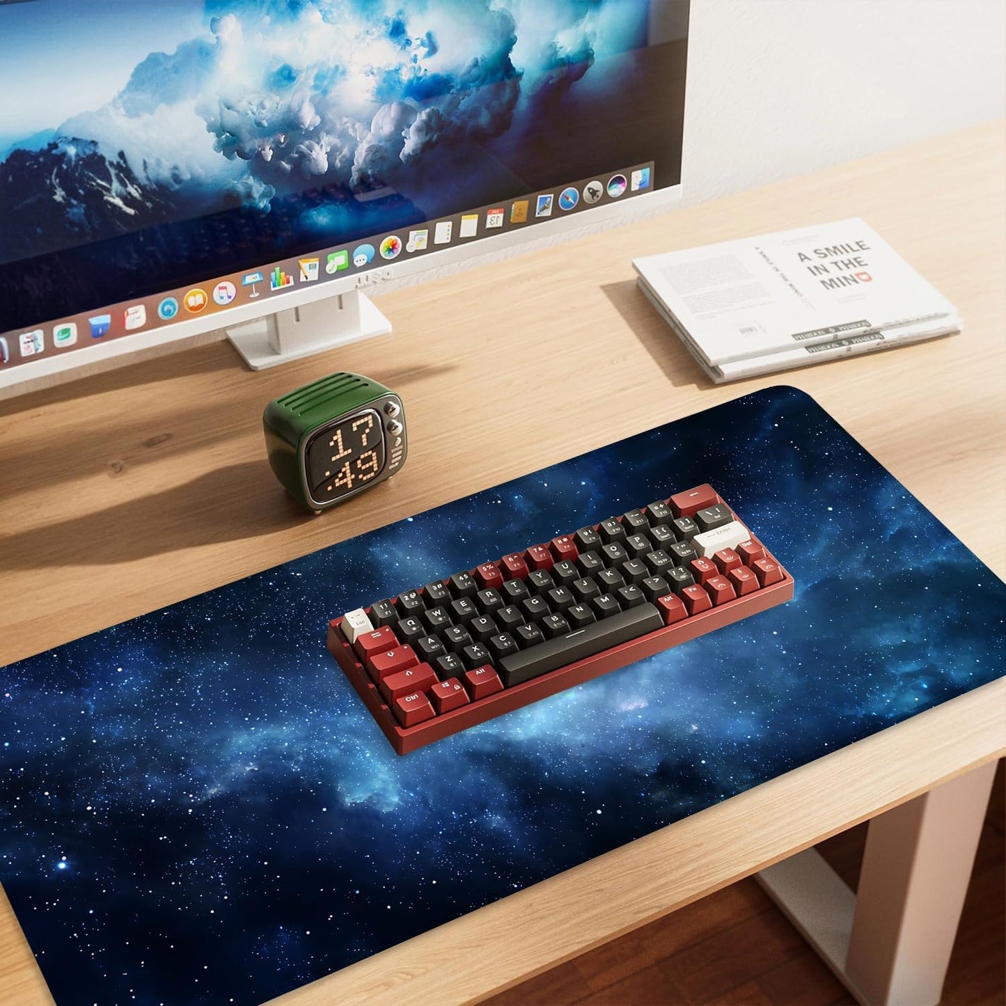 Galaxy Mouse Pad – Large Extended Desk Mat 35.43 x 15.75 in – Deep Space Nebula Starry Sky Design, Non-Slip Base, Waterproof Surface, Oversized Keyboard & Mouse Pad for Gaming or Office
