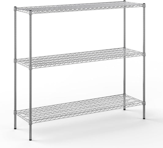 18" Deep x 60" Wide x 54" Height Wire Shelving Kit | 3-Tier | NSF Commercial Storage Rack Unit