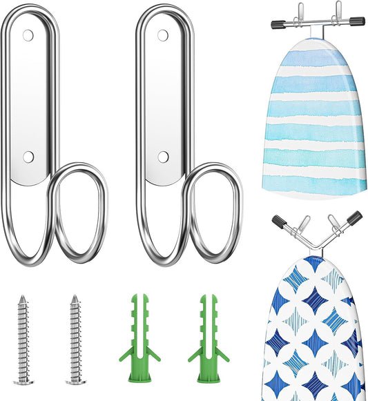 Ironing Board Hanger Wall Mount, Ironing Board Holder for T or Y Leg, Iron Board Holder Stainless Steel, Iron Board Hanger for Laundry Room, Iron Boards Hook for Wall