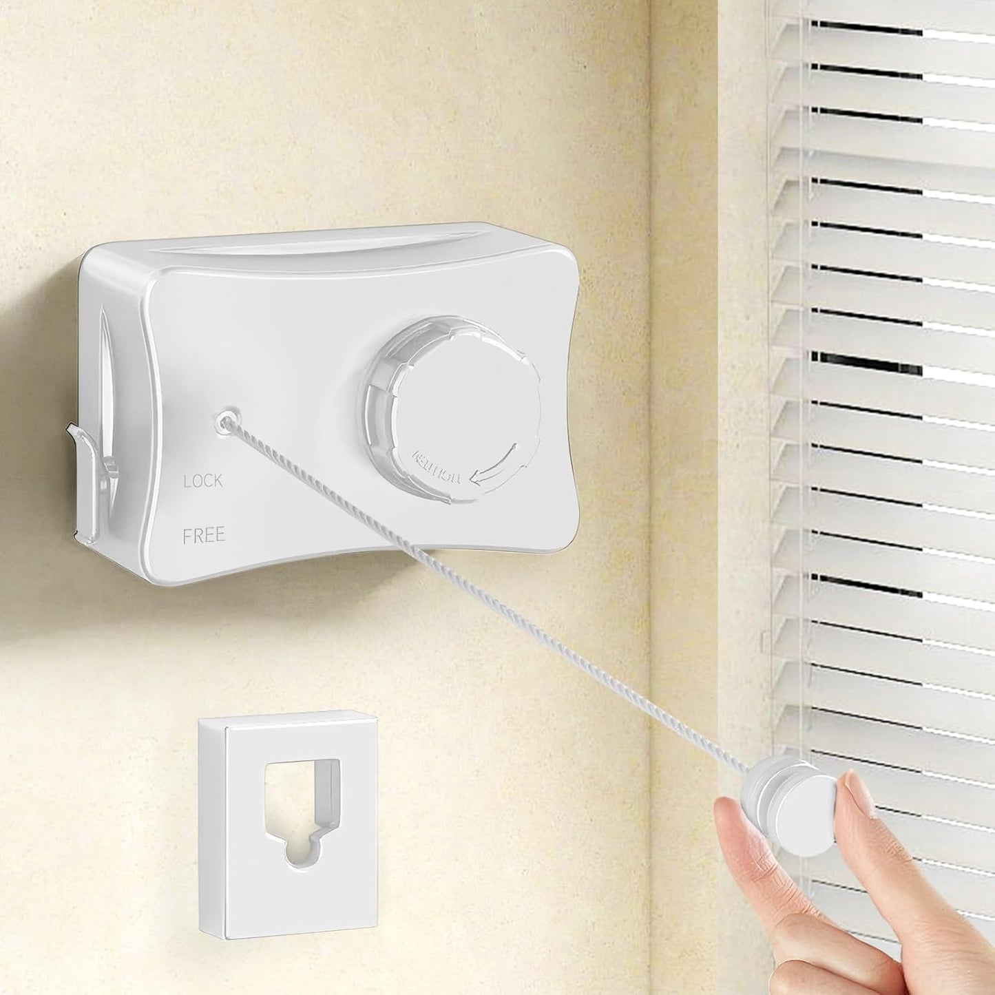Retractable Outdoor Clothes Line,Heavy Duty Clothes Drying Laundry Line Wall Mounted Stainless Steel Line-16.7 Feets-White