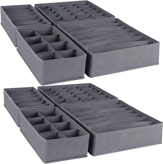 Dresser Drawer Organizer 8 Pack Clothes Underwear Sock Storage Dark Gray Drawer Dividers Grey Foldable Closet Organizer Storage Box Dresser Drawer Organizers