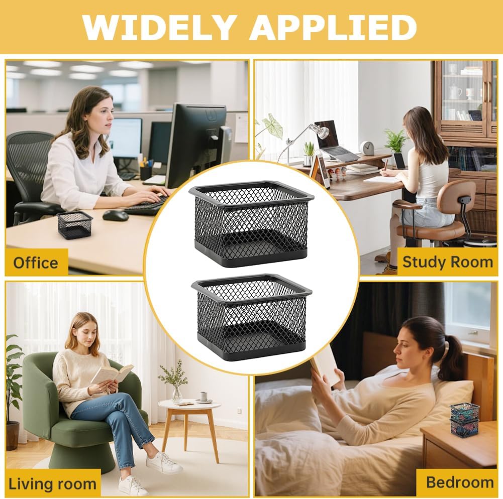 Paper Clip Holder for Desk, Paperclip Holders Mesh Paperclip Dispenser Organizer for Desk Binderclip Bobby Pin Holder Container for Home Office School(SIZE:2pcs)