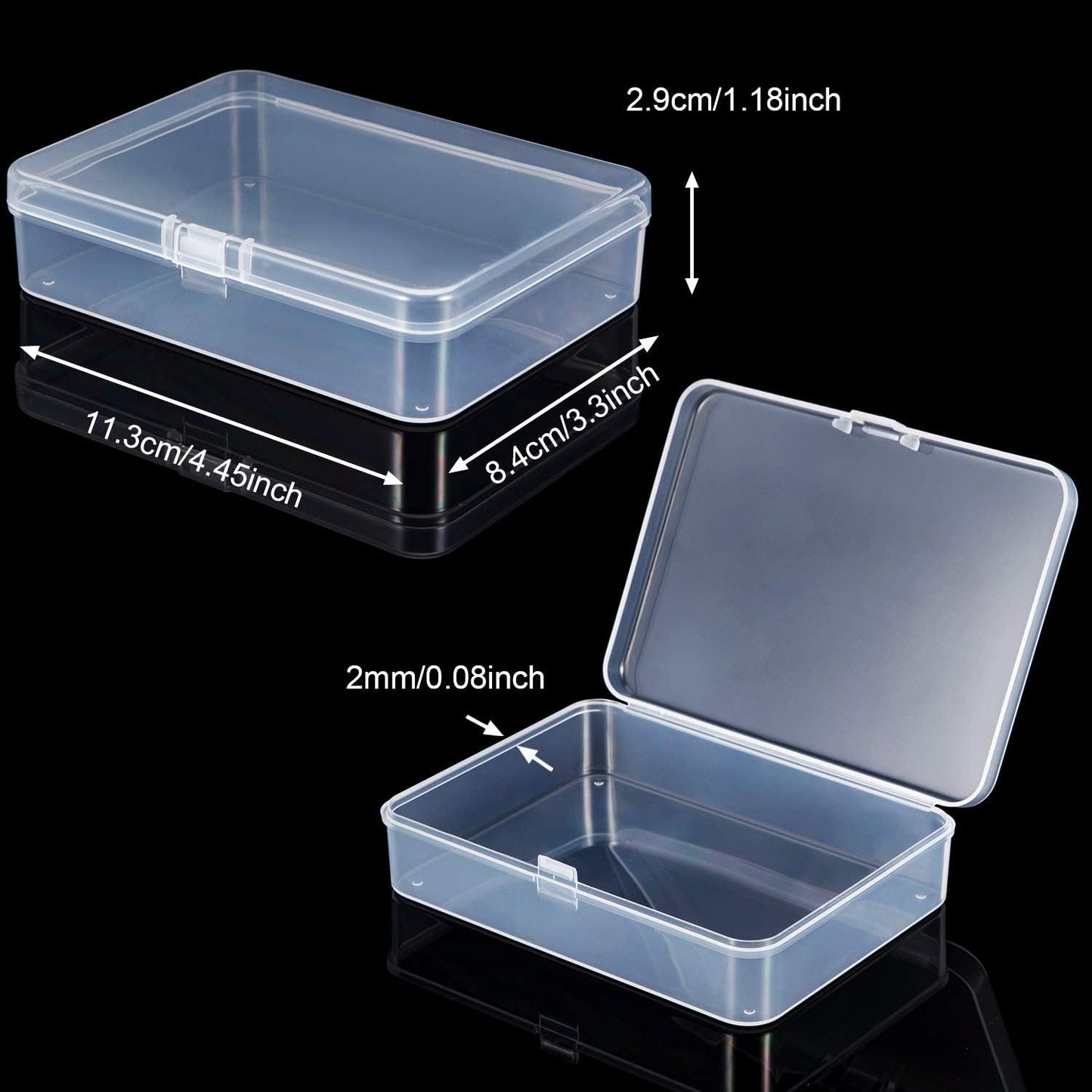 SATINIOR 24 Packs Small Clear Plastic Beads Storage Containers Box with Hinged Lid for Storage of Small Items, Crafts, Jewelry, Hardware (4.45 x 3.3 x 1.18 Inches)