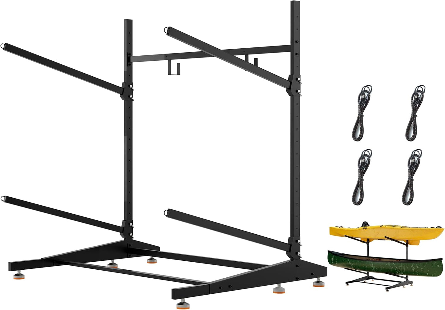 Kayak Storage Rack, Freestanding Outdoor Canoe Rack, Reinforced, Thickened, and Enhanced Rust Resistance, Holds 220 lbs, for Safe Garage and Outdoor Canoe Storage(2-Tier, Black)