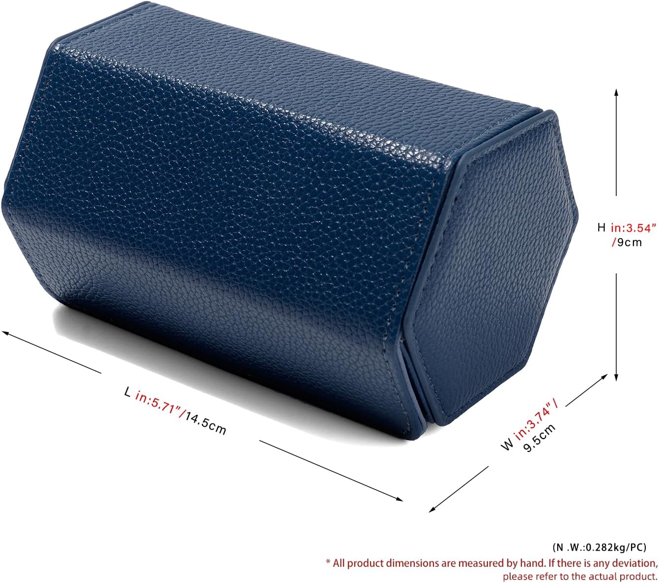 Oirlv Luxury Hexagonal Leather Watch Travel Case Watch Organizer Case for Men Portable Jewelry Storage Roll Organizer(2-Slot,Blue)