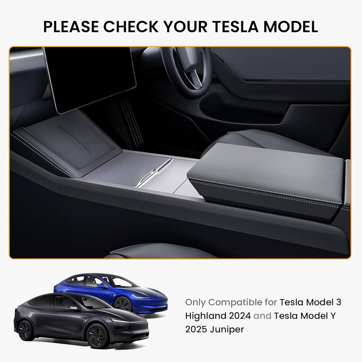 3PCS Center Console Organizer Tray for Tesla 2025 Model Y Juniper & Model 3 Highland 2025 2024, 2025 Upgrade Car Accessories with Center Console Storage Tray Armrest Hidden Storage Box