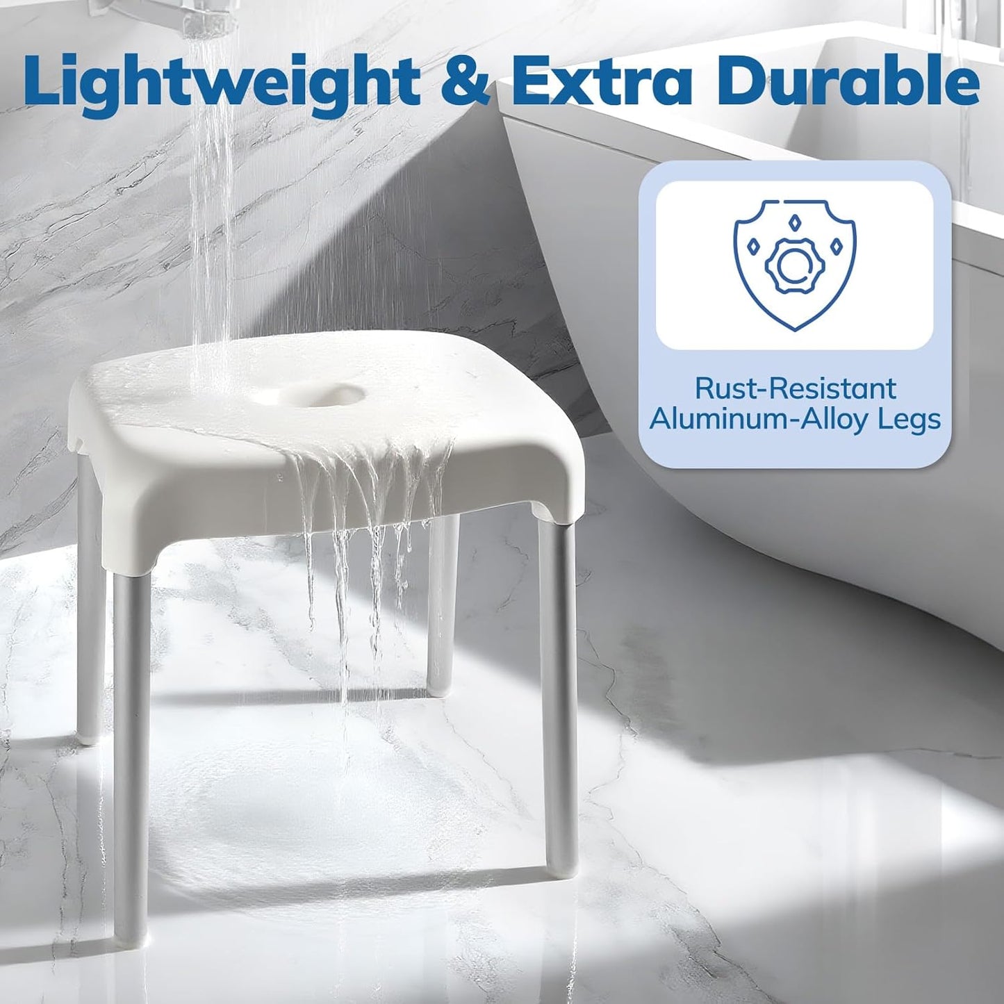 Umimile Shower Stool for Shaving Legs - Fixed Height, Sturdy 330 lb Bath Seat - Anti-Slip Safety Shower Stool for Shaving Legs, Elderly and Disabled, Tool-Free Assembly (Height: 13.8")