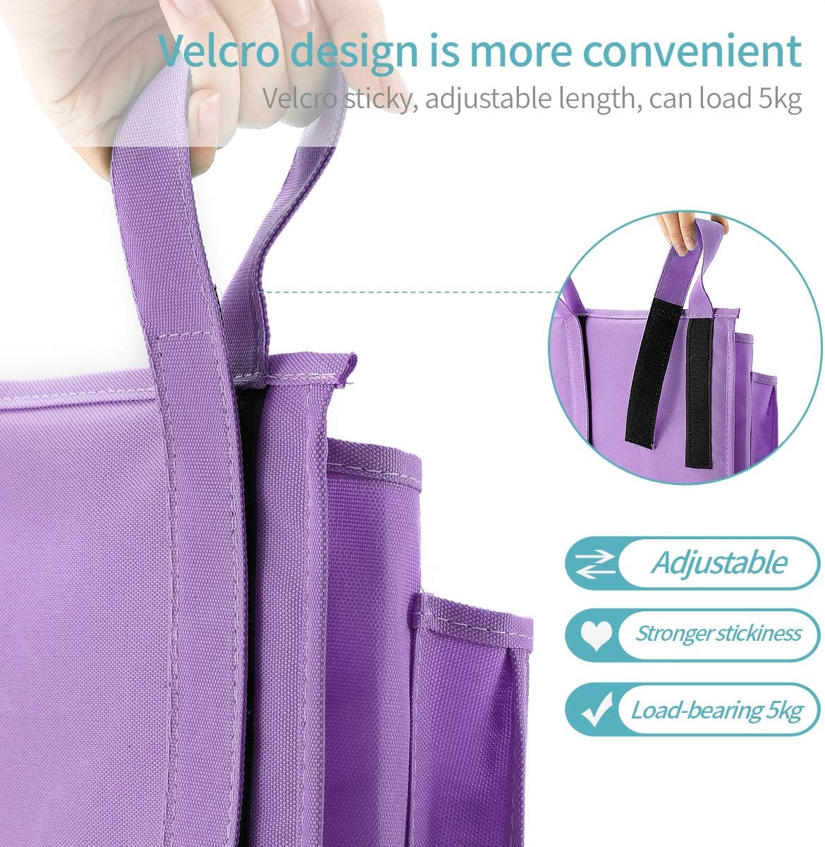 Bseash Bunk Bed Organizer, Bedside Caddy Hanging Bed Organizer Storage Bag 8 Pockets, for College Dorm Rooms Bed, Hospital Bed, Baby Bed Rails, 600D Oxford Cloth (Purple)