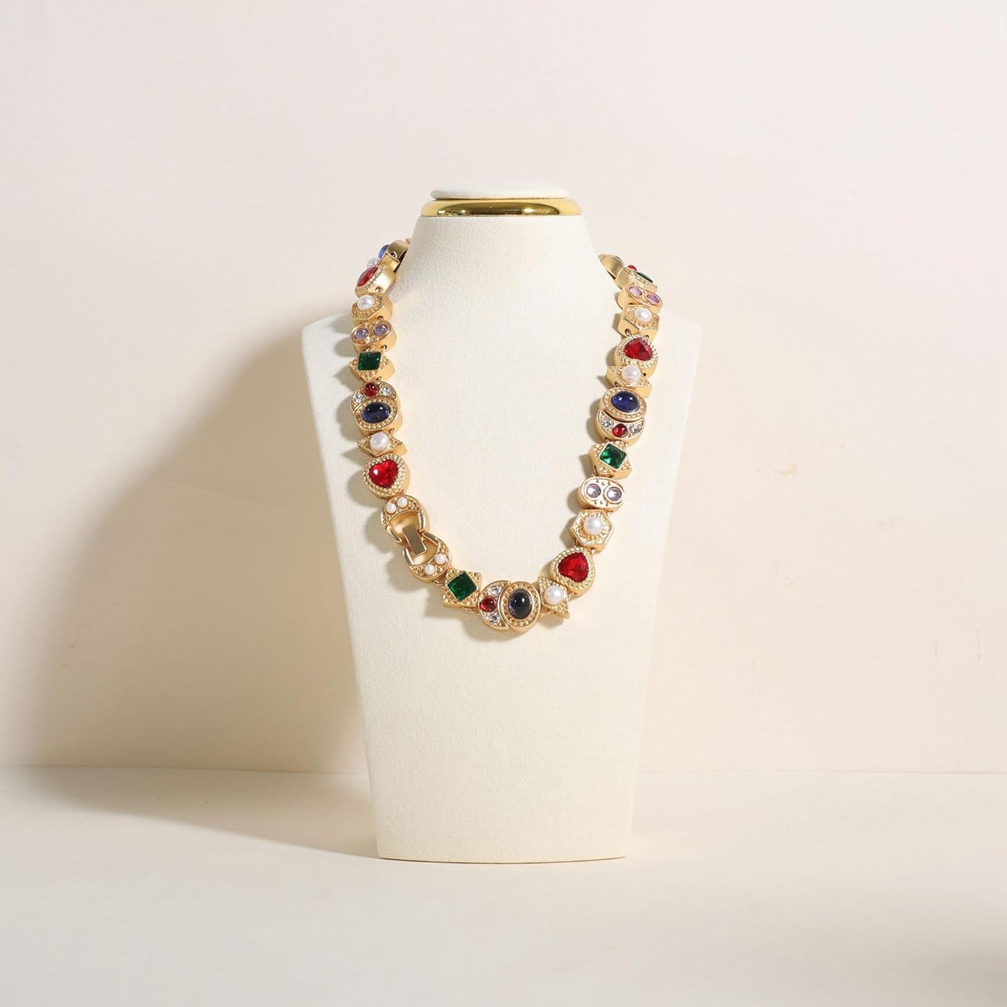 velvet necklace display stand, necklace display holder for selling, bust jewelry display, necklace mannequin display stand【Cream-Small】