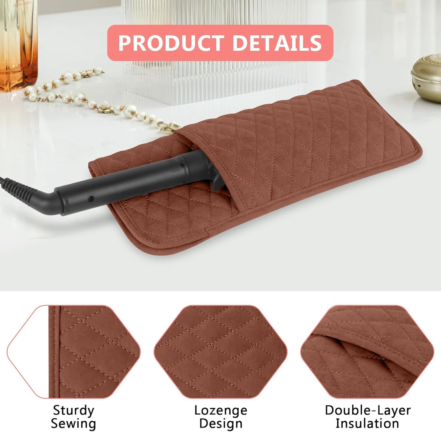 Heat Resistant Hair Tools Organizer Bag Portable Travel Storage Cover Pouch for Hair Straighteners, Curling Irons, Flat Irons and Hot Styling Tools(13.8" x 5.5")