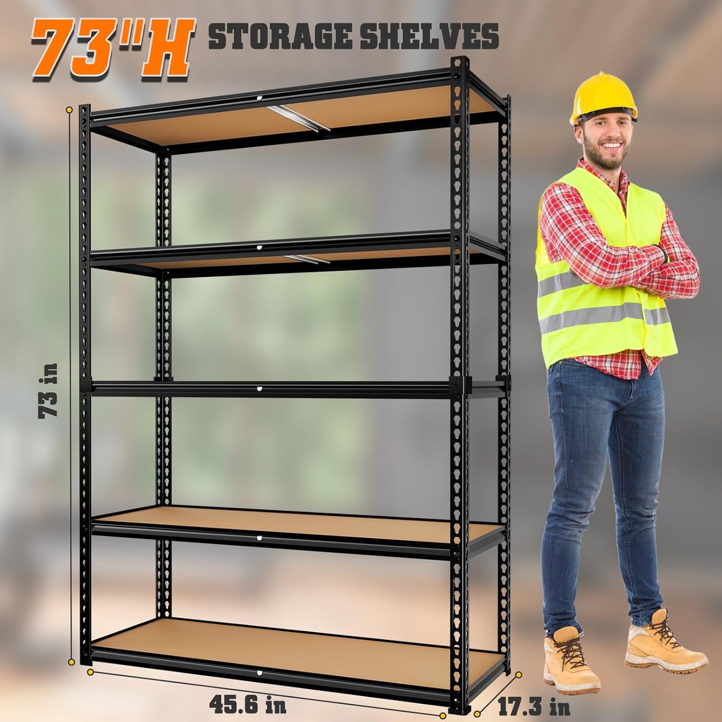 LEVELEVE 5-Tier Heavy Duty Storage Shelving Unit, 2020 lbs Capacity, Adjustable Metal Utility Shelf, 48" L x 18" W x 73" H for Garage, Kitchen, Pantry, Basement, Bathroom, Laundry,4 Pack