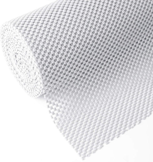 Drawer Shelf and Cabinet Liner, Thick Strong Grip, Non-Adhesive Liners Protect Kitchen Cabinets and Cupboard, Bathroom Drawers, Easy Install, Breathable Mat, 20 Inches x 20 Feet, White