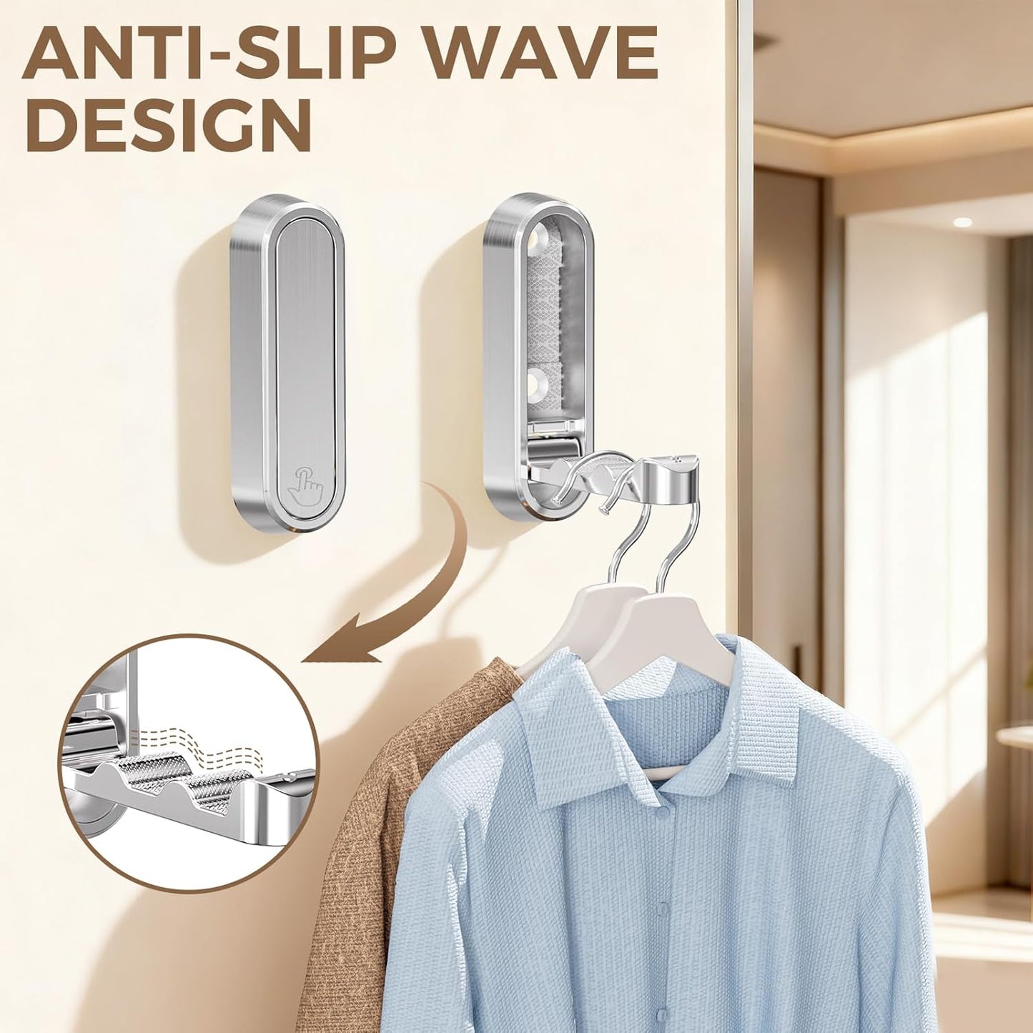 4-Pack Heavy Duty Zinc Alloy Folding Wall Hooks for Bathroom, Kitchen, Entryway, Closet - Space-Saving Design Holds Coats, Towels, Backpacks, Hats, Keys (Silver)