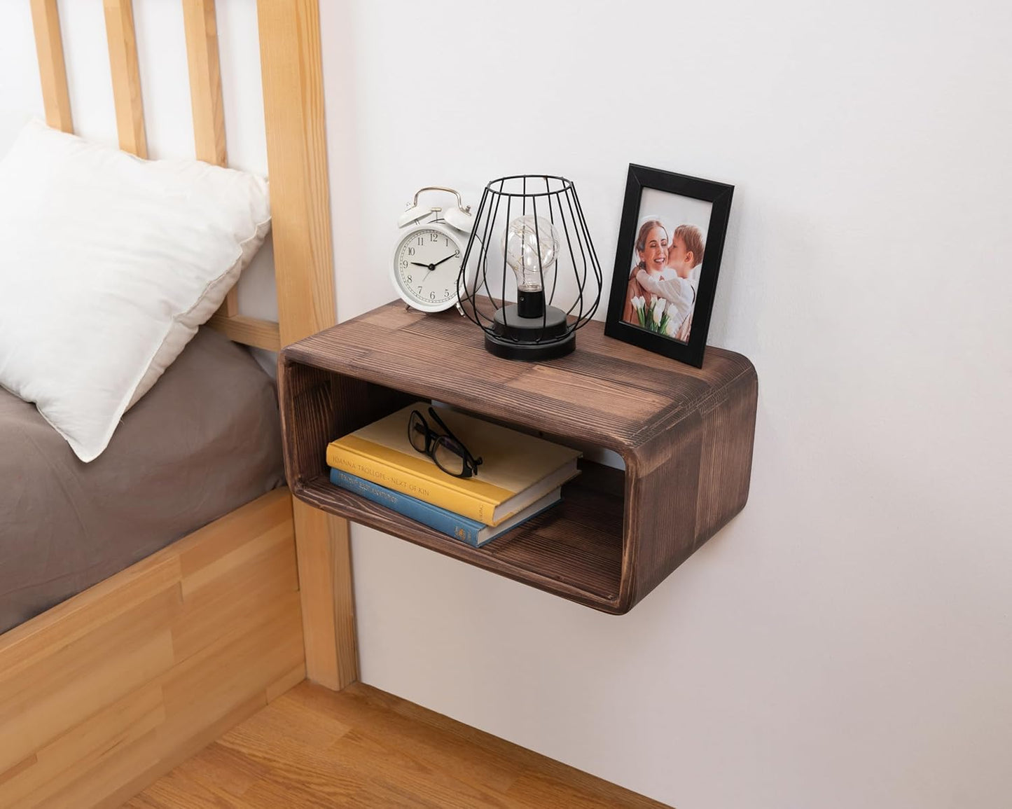 Floating Nightstand Wooden, Bedside Table, Nightstand Shelf, Handmade, Wall Mounted Bedside Shelf, Minimalist and Unique Style (London)