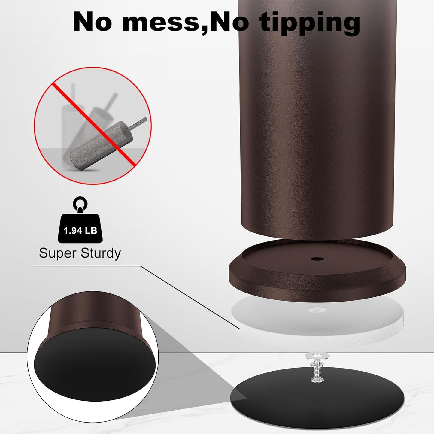 Bronze Toilet Brush and Holder，Extra Long Handled Toilet Brush for Bathroom，Stainless Steel Heavy Duty Toilet Bowl Brush,Removable Inner Bowl,Deep Cleaning Dense Bristles Cleaner Brush -Space Saving