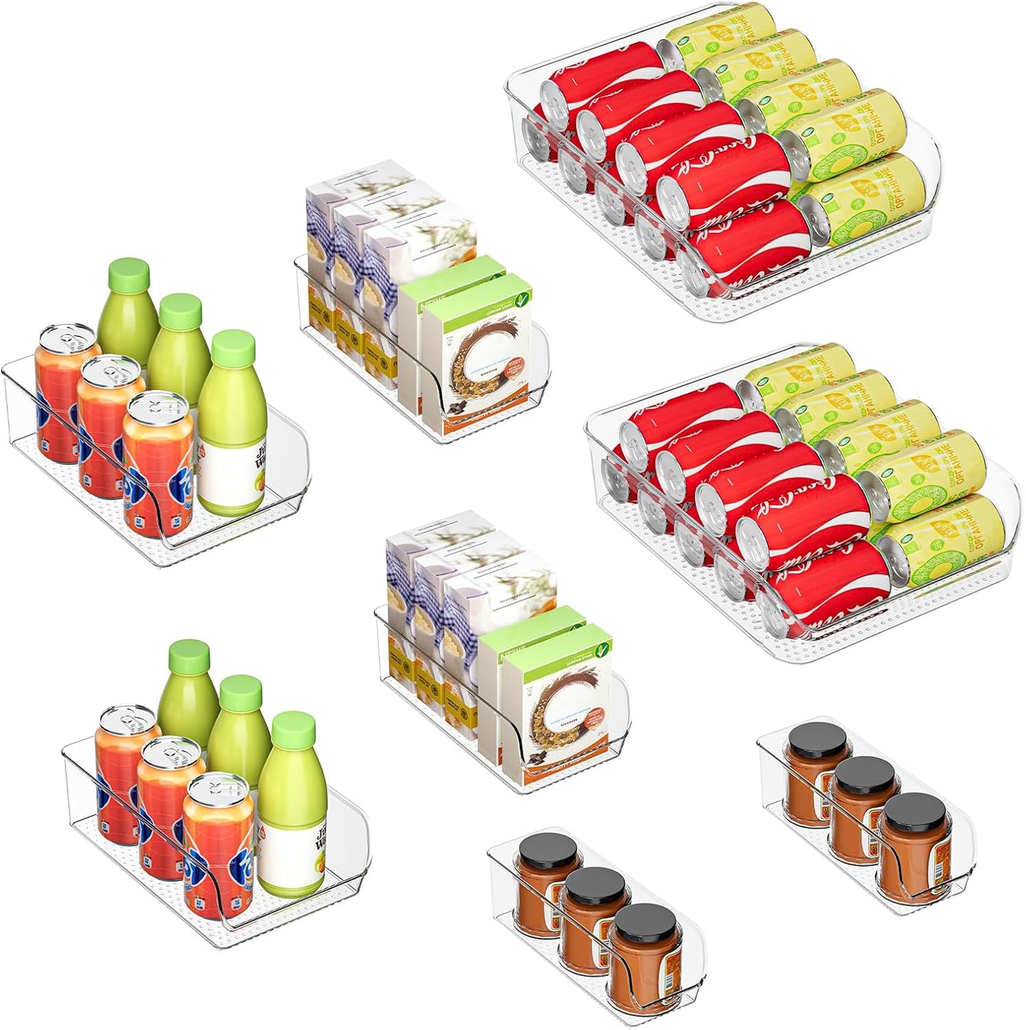 Ettori Set of 8 Clear Organizing Bins for Total Home Organization - Multi-Purpose Storage Solution for Pantry, Closet, Bathroom, and Kitchen