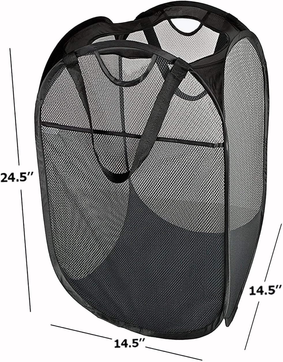 HOUSE AGAIN Mesh Popup Laundry Hamper, [Reinforced] Collapsible Laundry Basket, Foldable Pop Up Hamper with Durable Handles, Easy to Open and Fold for Dorm, Laundry Room, Bedroom, Travel, (Black)