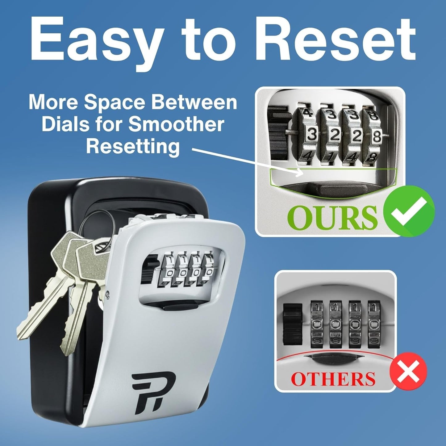 RUDY RUN Key Lock Box for Outside - Wall Mount Combination Lockbox for House Keys Outdoor