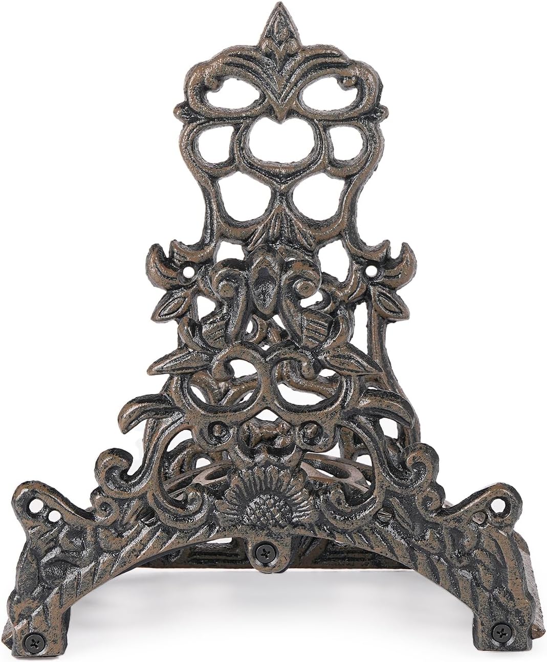 Sungmor Heavy Duty Cast Iron Garden Hose Holder - Wall Mounted Water Hose Hanger - Antique Emblem Decorative Hose Reel - Water Hose Rack Butler Storage - Two Installation Methods Wall Decor Holder
