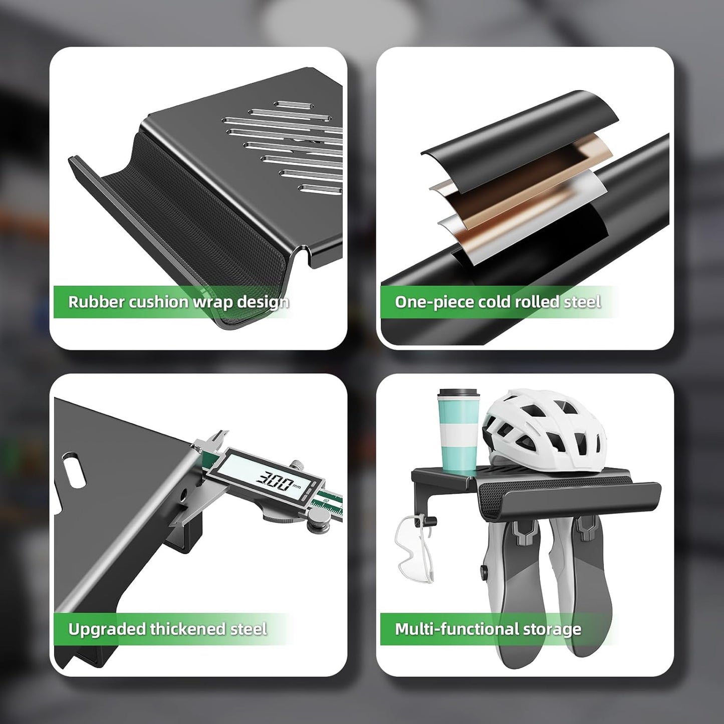 Bike Wall Mount Rack Indoor Bike Storage Garage Bike Rack Wall Mount with Shelf and Hooks Store Your Helmet and Shoes for a Single Road, Mountain or Other Bicycle (Fit Crank Bicycle)