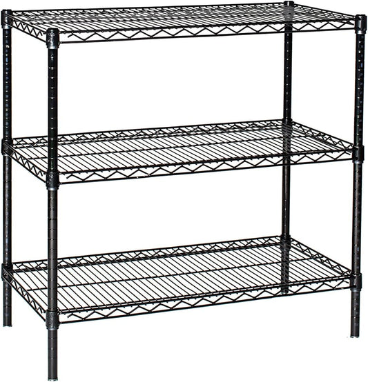 Omega 12" Deep x 72" Wide x 36" High 3 Tier Black Starter Shelving Unit
