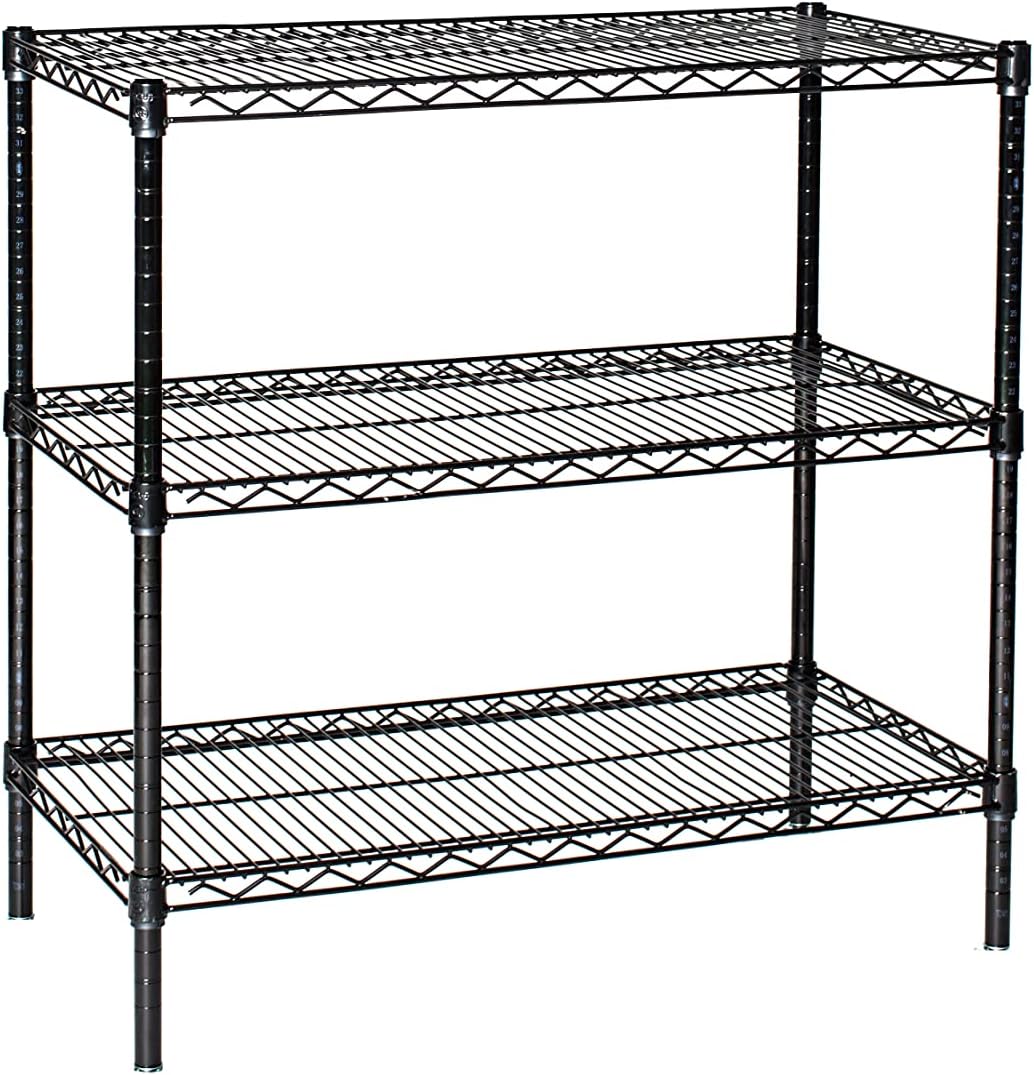 Omega 30" Deep x 48" Wide x 86" High 3 Tier Black Starter Shelving Unit