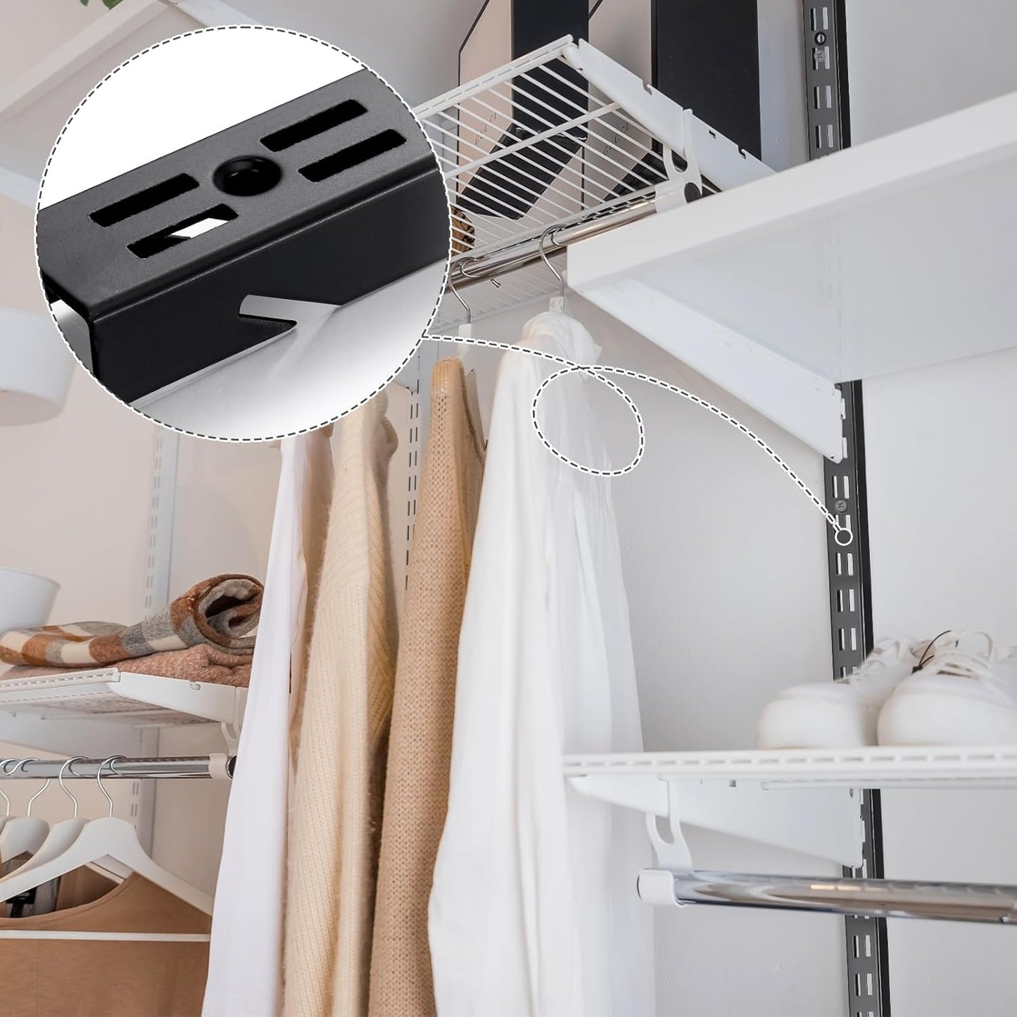 6 Pcs 47.5 Inches Shelf Rails Bracket Track Upright Closet System Hardware Adjustable Wall Standard Shelf Standards for Pantries, Linen Closets, Laundry Rooms, Utility Rooms (Black)