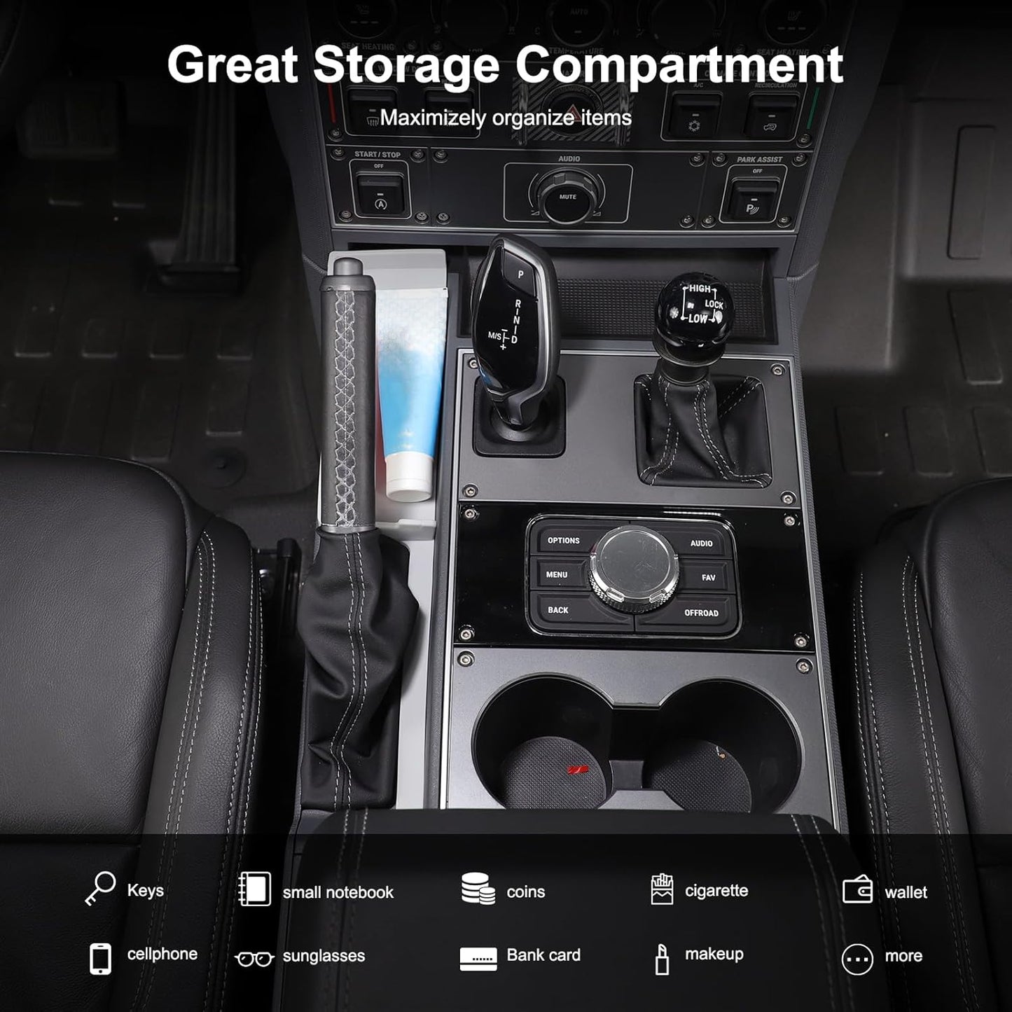Center Console Organizer Compatible with INEOS Grenadier 2020-2024, Center Console Hand Brake Storage Box Armrest Organizer Insert Tray Accessories (Gray)