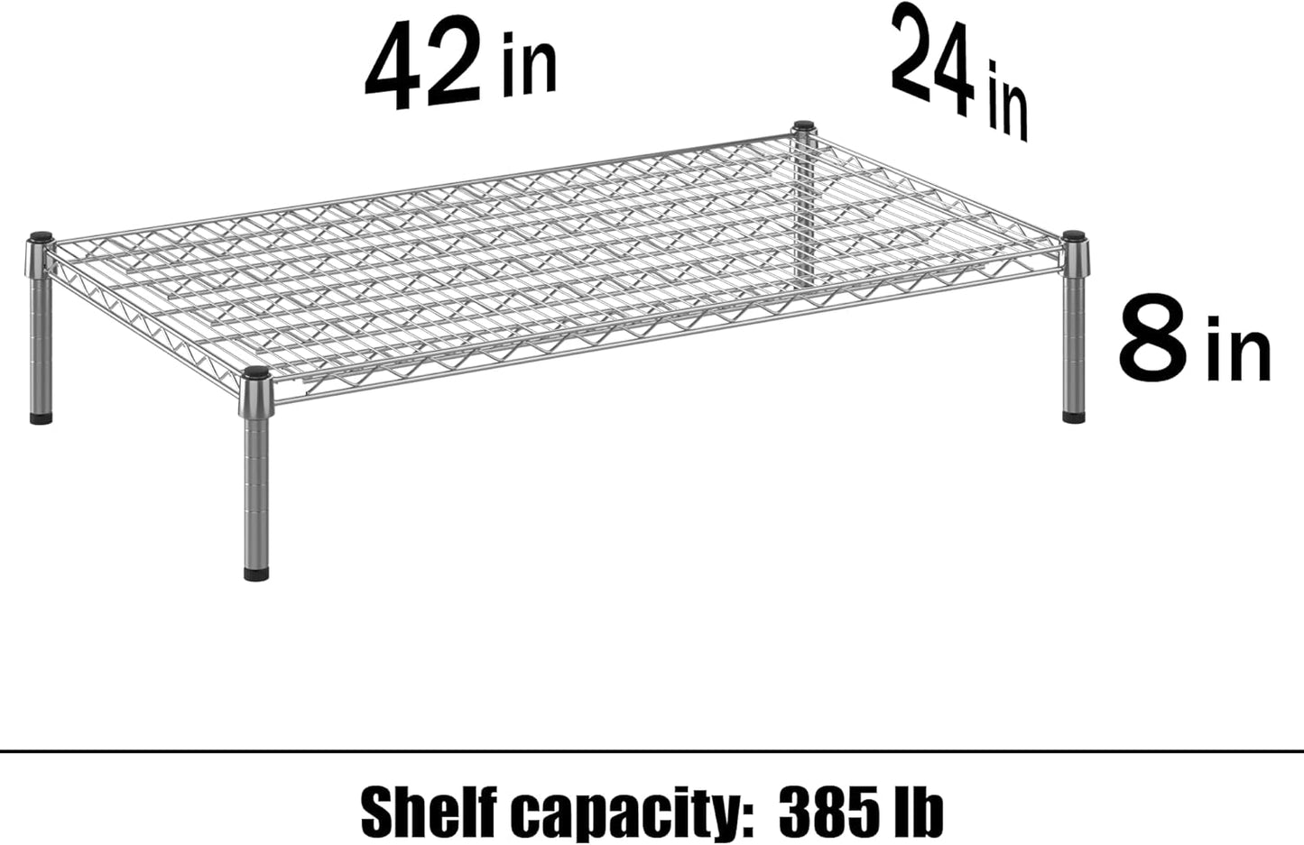 24" Deep x 42" Wide x 8" Height Wire Shelving Kit | 1-Tier | NSF Commercial Storage Rack Unit