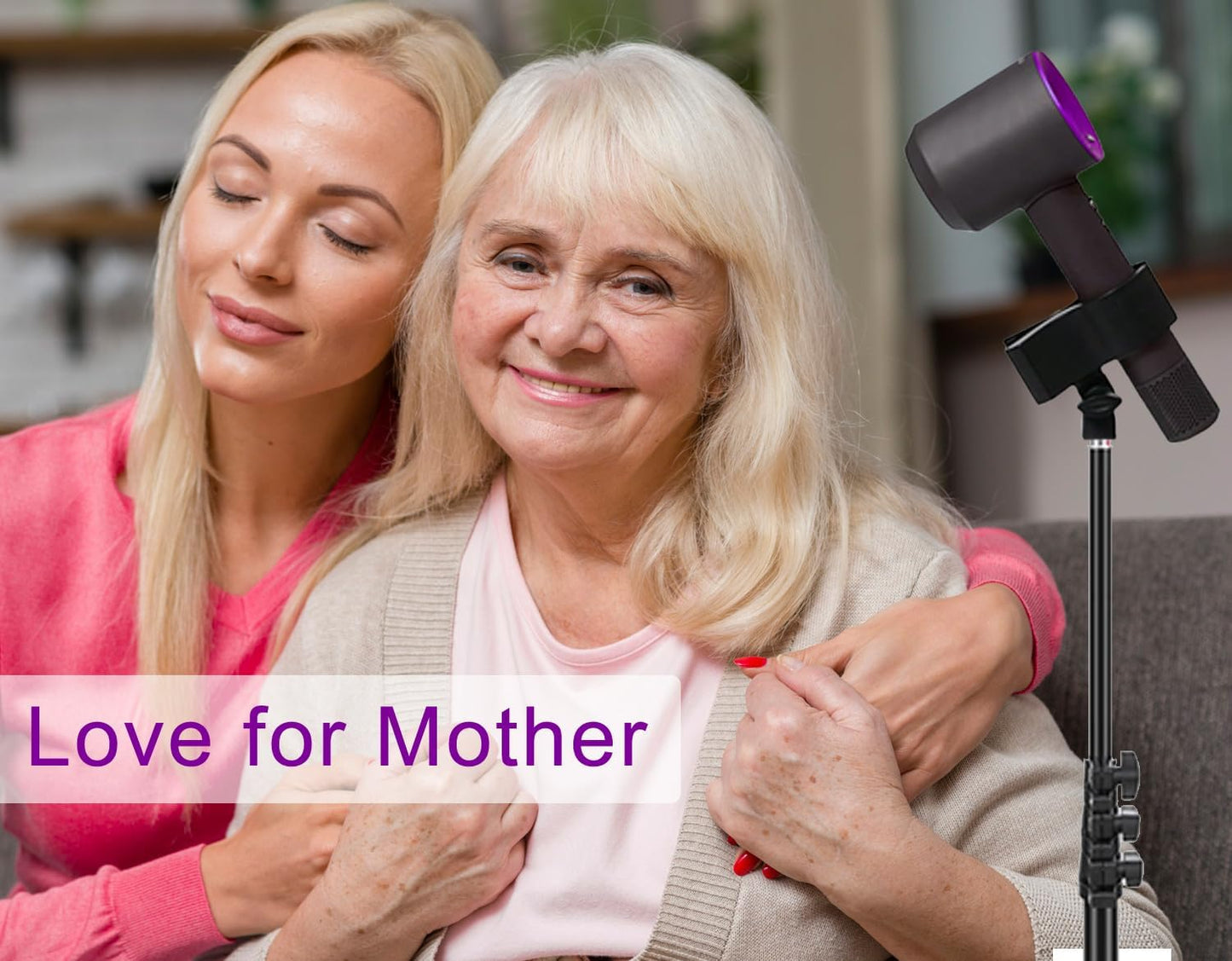 Purple River Hair Dryer Stand Black 20-63 Inch Adjustable Blow Dryer Holder with Tripod and Universal Clip, Easy to Use, Hands Free Relieve Wrist Pain, Shoulder Periarthritis etc