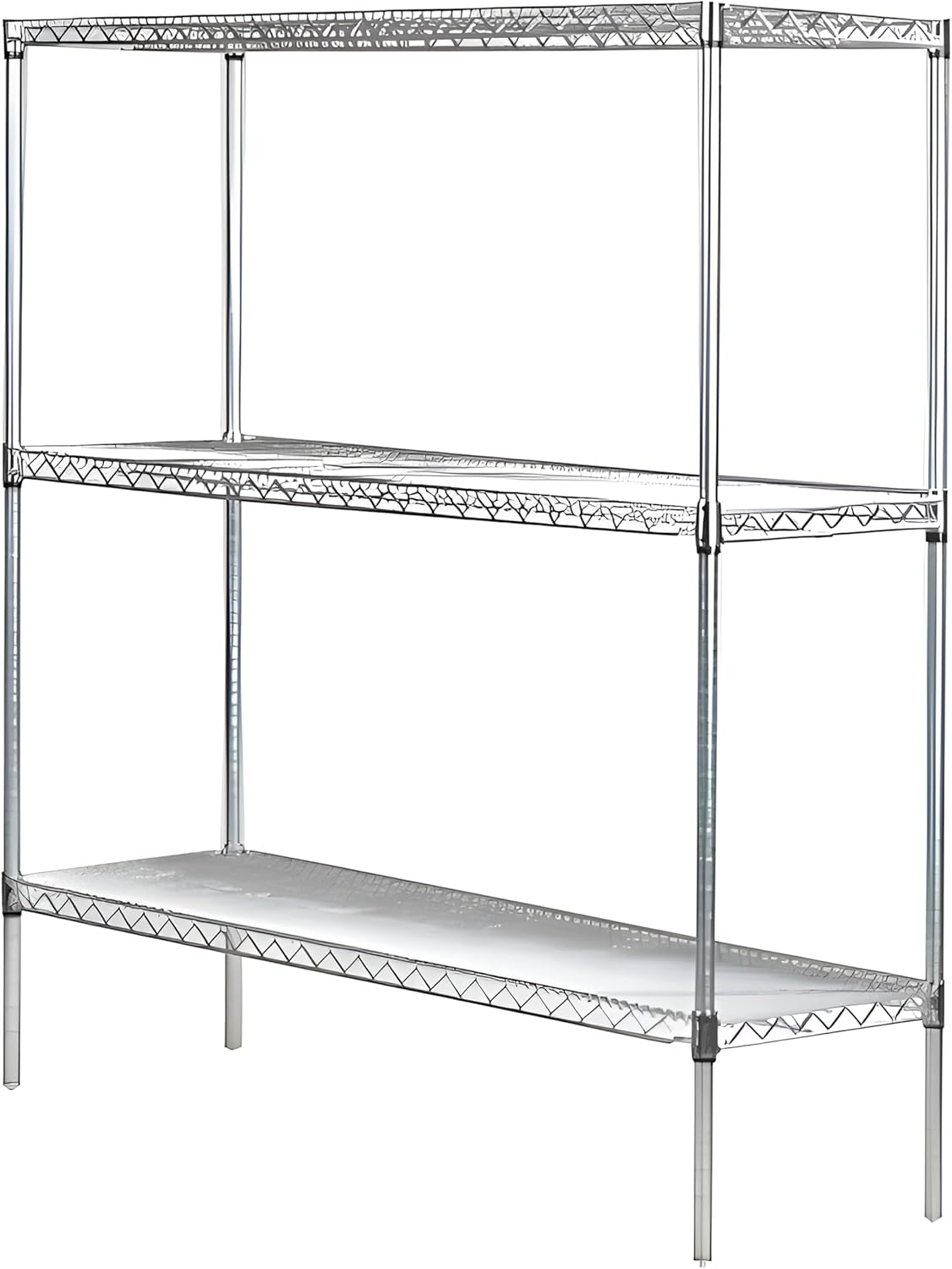 Omega 18" Deep x 48" Wide x 54" High 3 Tier Chrome Starter Shelving Unit