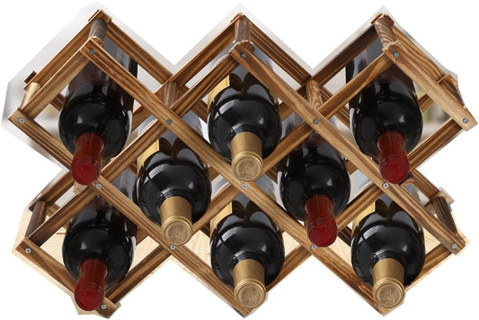 Freestanding Wine Rack, Holds up to 10 Bottles, Foldable Countertop & Cabinet Wine Holder – Wine Rack for Red Wine, Water Bottles, and Drink Storage, No Assembly Required