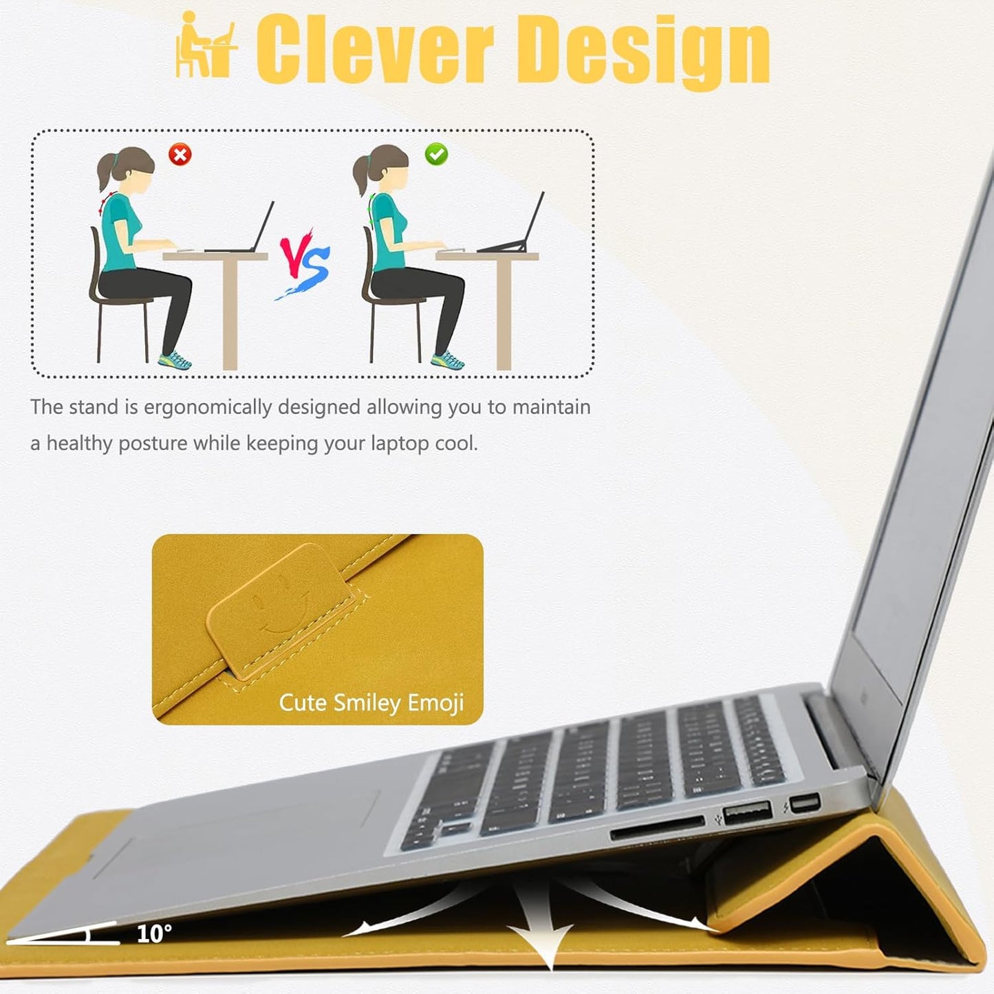HYZUO 15 Inch Laptop Sleeve Case with Stand for MacBook Air 15 M4 A3241 M3 A3114 M2 A2941 2025-2023, 15" Surface Laptop 7/6/5/4, MacBook Pro 15 A1990 A1707 2019-2016, with Pouch, Olive Yellow