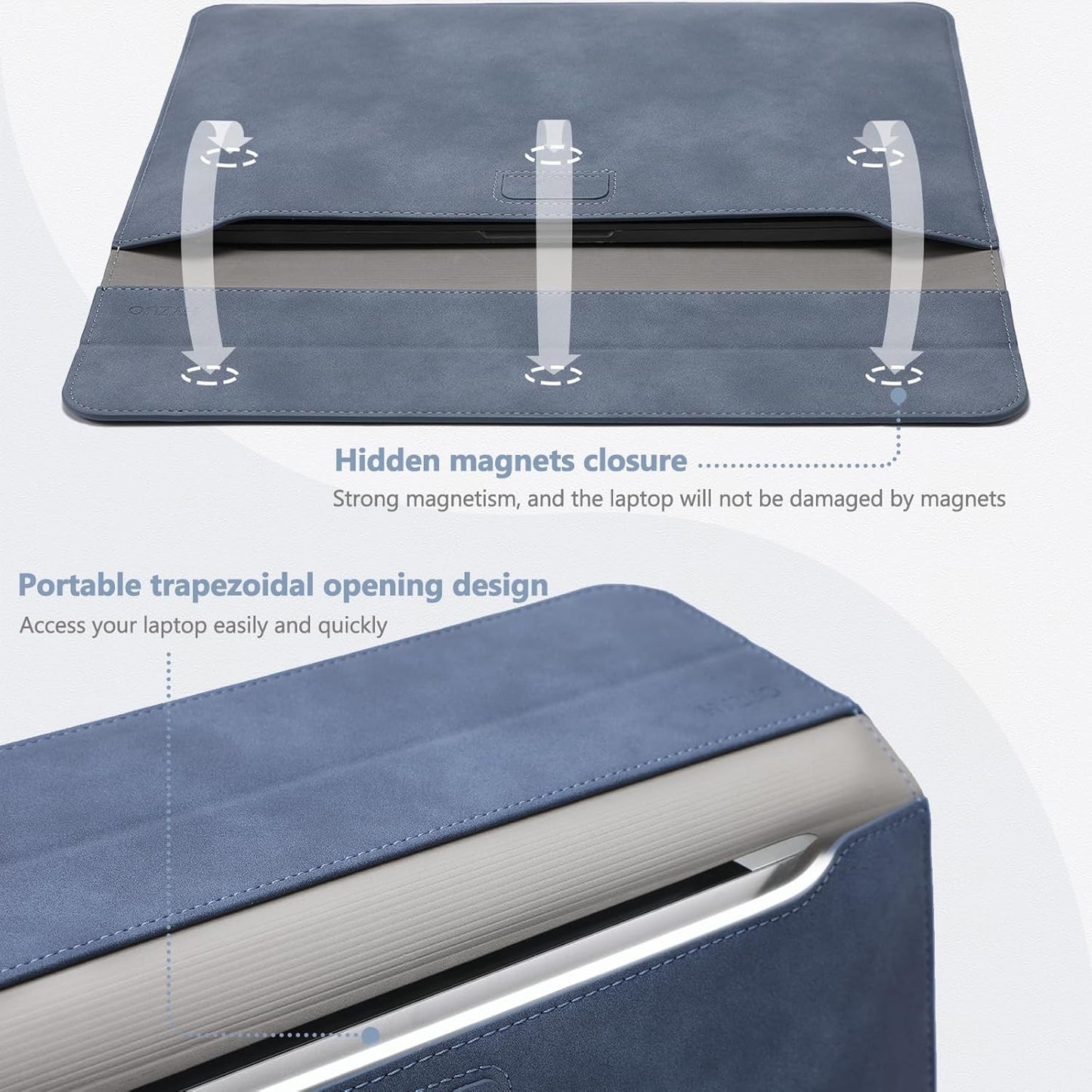 HYZUO 13.3-14 Inch Laptop Sleeve Case with Stand Feature for MacBook Pro 14 M5/M4/M3/M2/M1 2026-2021, MacBook Pro/Air 13.3, 13.5" 13.8" Surface Laptop, HP Spectre X360 13/14, Haze Blue