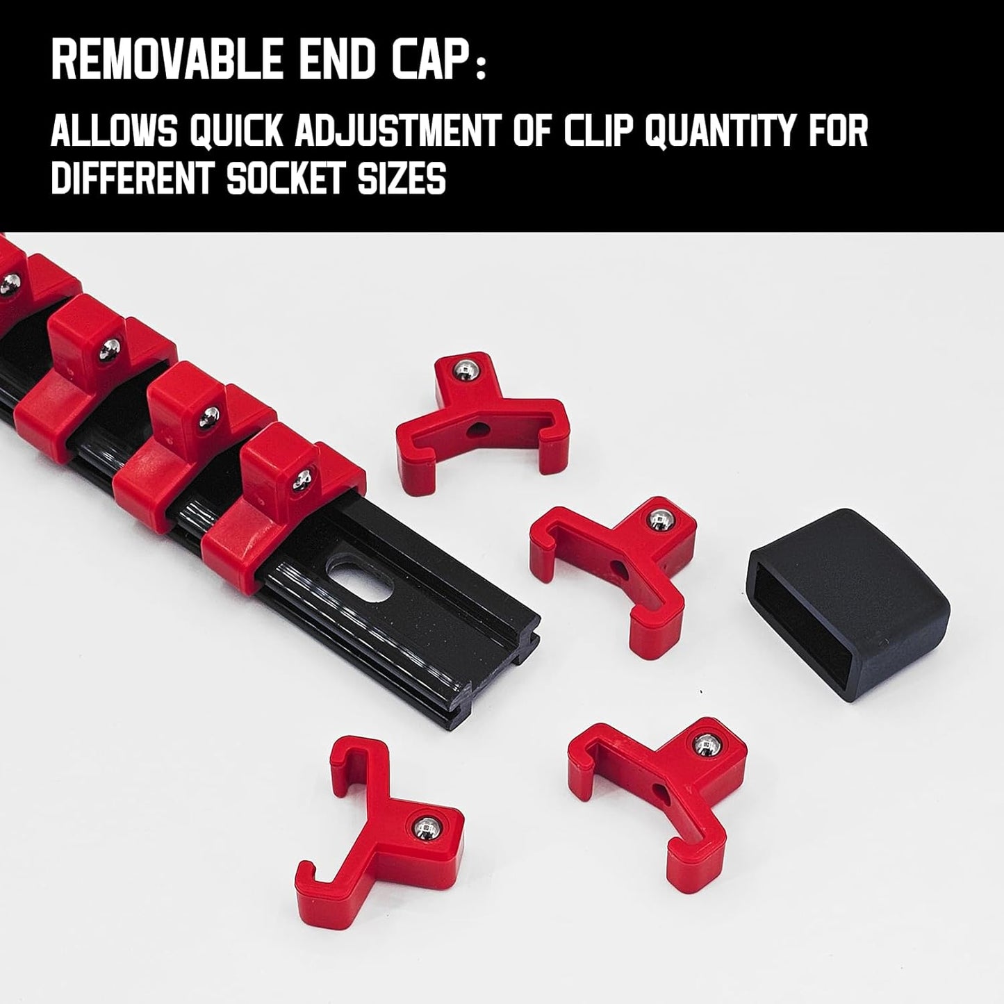 Magnetic Socket Organizer Set & Socket Clip Rail Holder, Totally 12Pcs Socket Tray Set for 1/4", 3/8", and 1/2" Sizes Drive, Premium Qualit Socket Organizer(Red & Blue, 12Pcs)