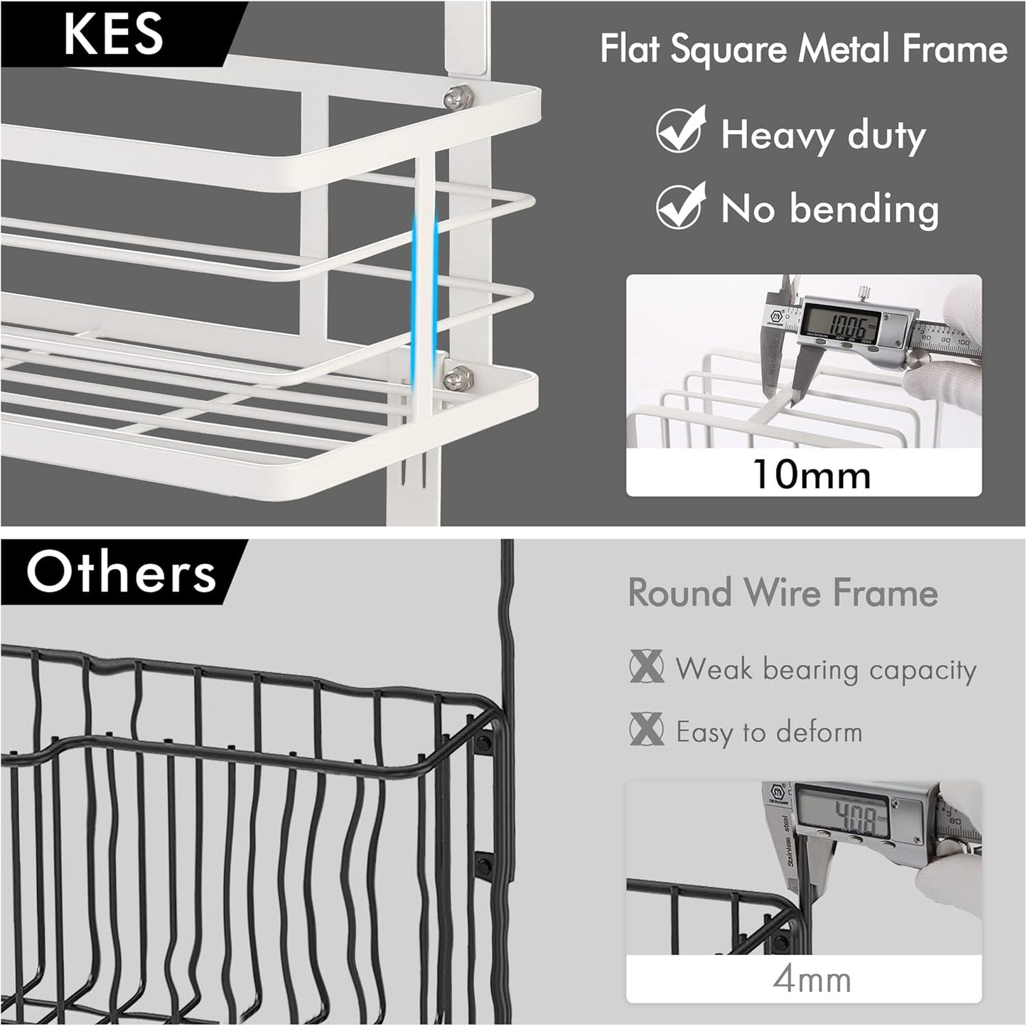 KES Ironing Board Hanger, Over The Door Ironing Board Holder, T-Leg Ironing Board Door Hanger for 1 3/4" Door, Metal Iron Holder White, HIR500B-WH