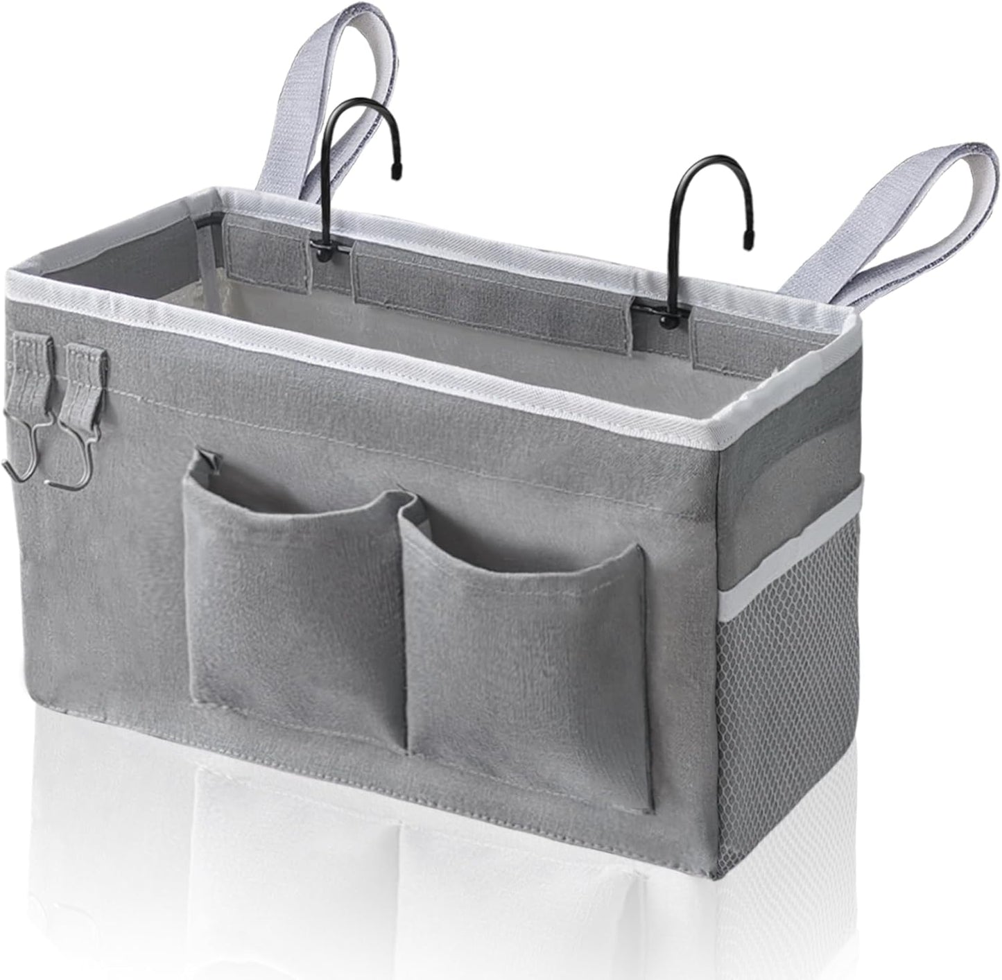 1pcs Bedside Caddy Hanging Storage Bag, Organizer Baskets with Pockets for Bunk Bed Accessories, Loft & Dorm Rooms Chair Bed Rails (Grey-1pcs)