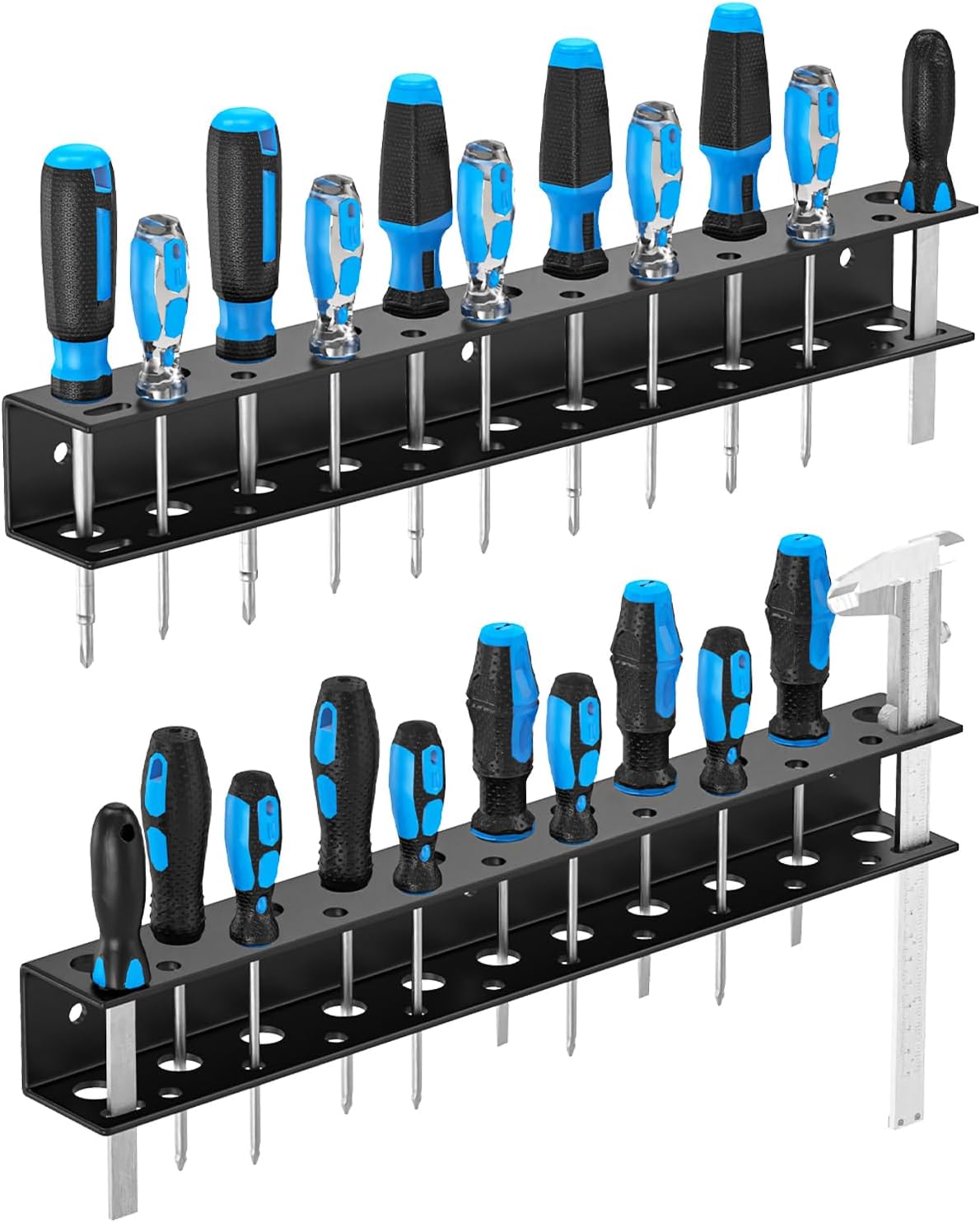 Screwdriver Organizer Wall Mount,Heavy Duty Metal Utility Storage Rack for Screwdrivers Calipers Small Tools,Screw Driver Holder Suitable Garages Homes Workshops Sheds(2PC)
